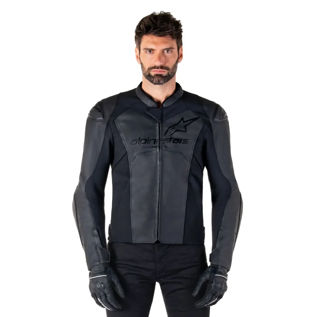 Jaqueta Alpinestars Masculina Couro Faster V3 Preto/Preto